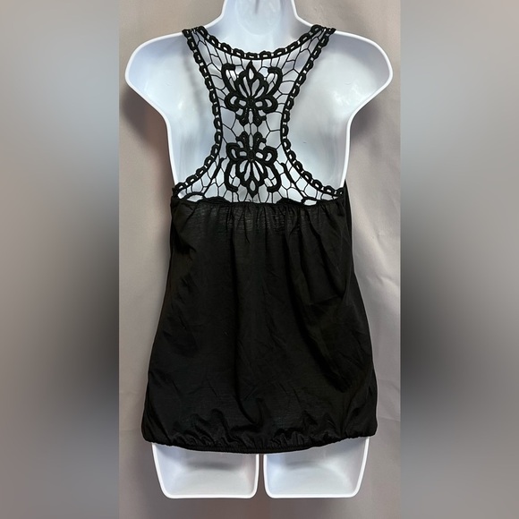 Yoins Top Womens Sz Large Crochet Lace Tank Sexy Knit Pullover‎ Black - Picture 2 of 7